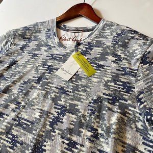 Robert Graham Men's DEKE Camo White V Neck Short Sleeve T-Shirt